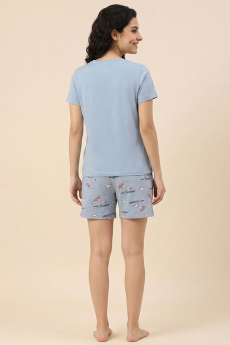 Zivame Farm Lore Knit Cotton Short Set - Ashley Blue — image 4